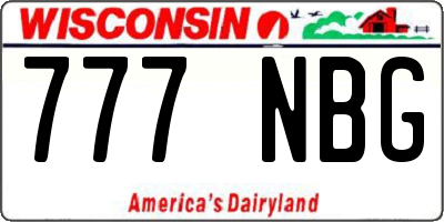 WI license plate 777NBG