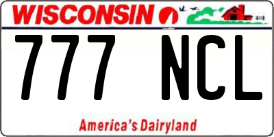 WI license plate 777NCL