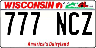 WI license plate 777NCZ