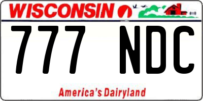 WI license plate 777NDC