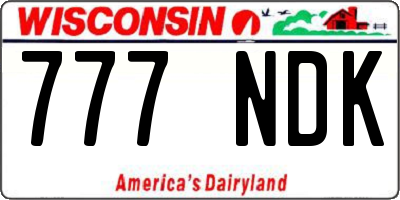 WI license plate 777NDK