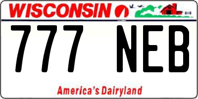 WI license plate 777NEB