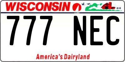 WI license plate 777NEC