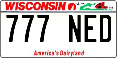 WI license plate 777NED