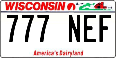 WI license plate 777NEF