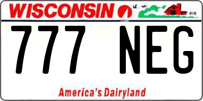 WI license plate 777NEG