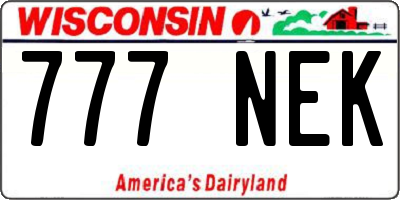 WI license plate 777NEK