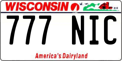 WI license plate 777NIC