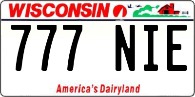 WI license plate 777NIE