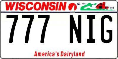 WI license plate 777NIG