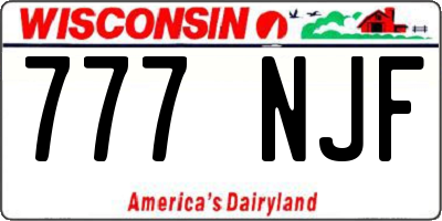 WI license plate 777NJF