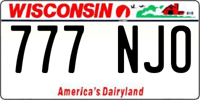 WI license plate 777NJO