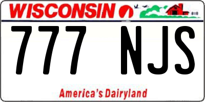 WI license plate 777NJS