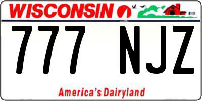 WI license plate 777NJZ