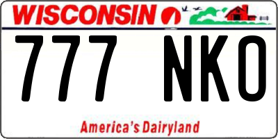 WI license plate 777NKO