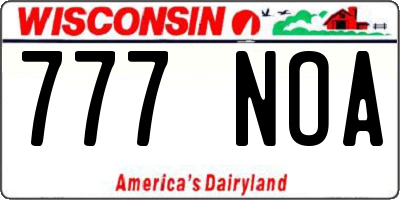 WI license plate 777NOA