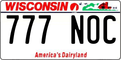 WI license plate 777NOC