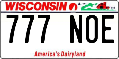 WI license plate 777NOE