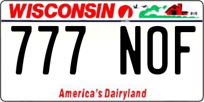 WI license plate 777NOF