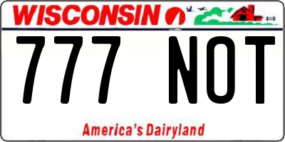 WI license plate 777NOT