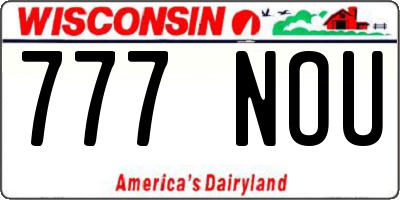 WI license plate 777NOU