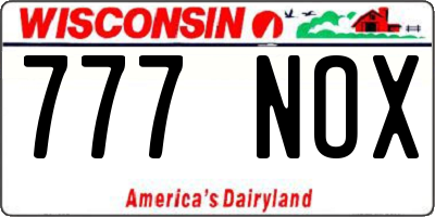 WI license plate 777NOX