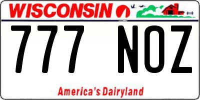 WI license plate 777NOZ
