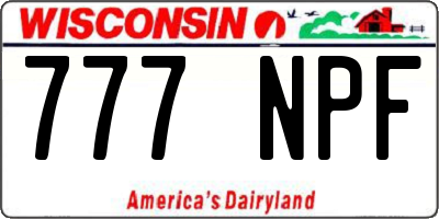 WI license plate 777NPF