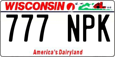 WI license plate 777NPK