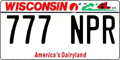 WI license plate 777NPR