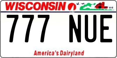 WI license plate 777NUE
