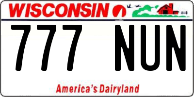 WI license plate 777NUN