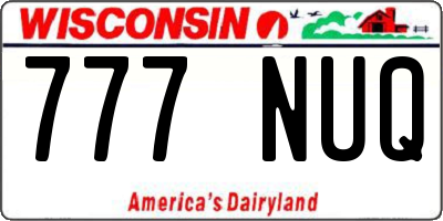 WI license plate 777NUQ