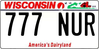 WI license plate 777NUR