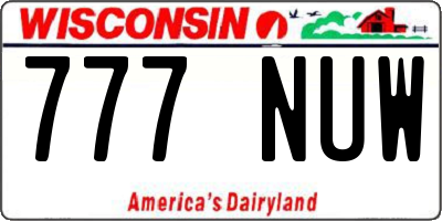 WI license plate 777NUW
