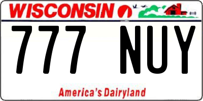 WI license plate 777NUY