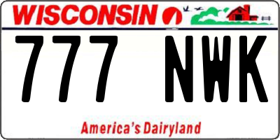 WI license plate 777NWK