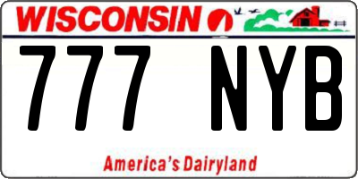 WI license plate 777NYB