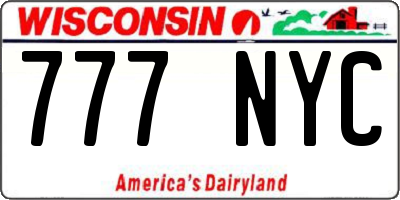 WI license plate 777NYC