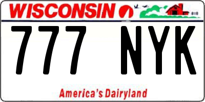 WI license plate 777NYK