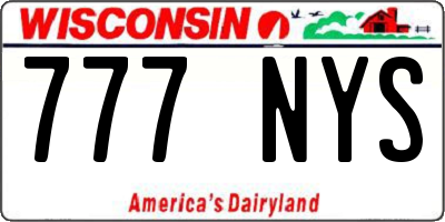 WI license plate 777NYS