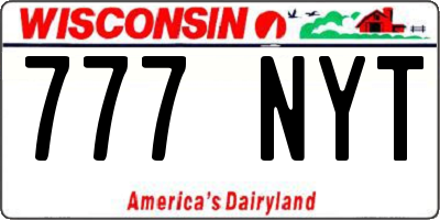WI license plate 777NYT