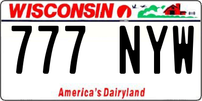WI license plate 777NYW