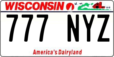 WI license plate 777NYZ