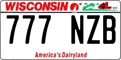 WI license plate 777NZB