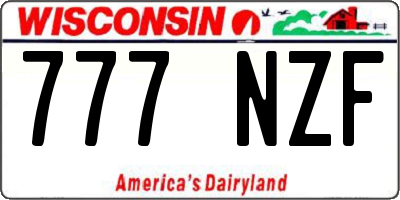 WI license plate 777NZF