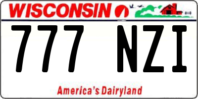 WI license plate 777NZI
