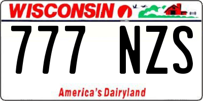 WI license plate 777NZS