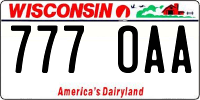 WI license plate 777OAA