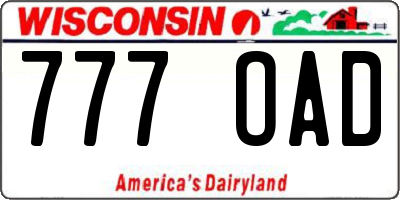 WI license plate 777OAD